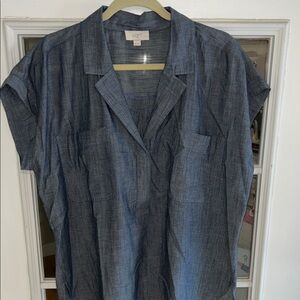LOFT XL Denim Blue Collared Top